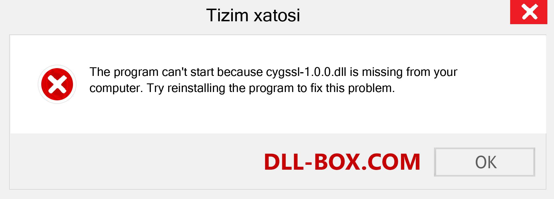 cygssl-1.0.0.dll fayli yo'qolganmi?. Windows 7, 8, 10 uchun yuklab olish - Windowsda cygssl-1.0.0 dll etishmayotgan xatoni tuzating, rasmlar, rasmlar